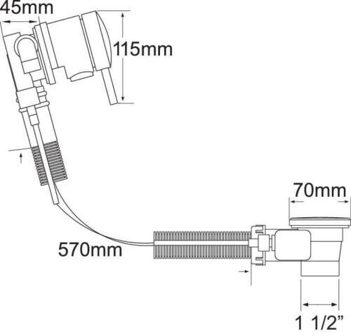 Deva PUW206 Chrome Bath Filler & Overflow Waste - Use with Side Valves