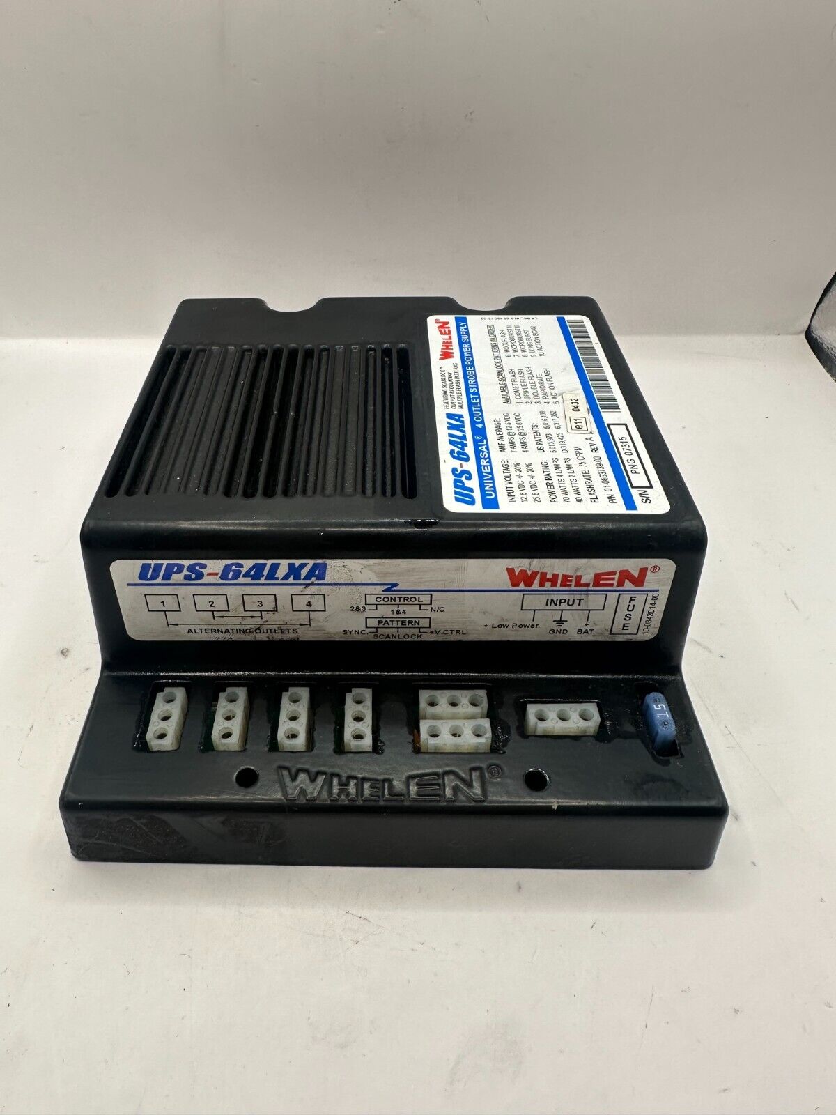 WHELEN UPS64 LXA 70 WATT STROBE LIGHT POWER SUPPLY, USED, OPERATIONAL